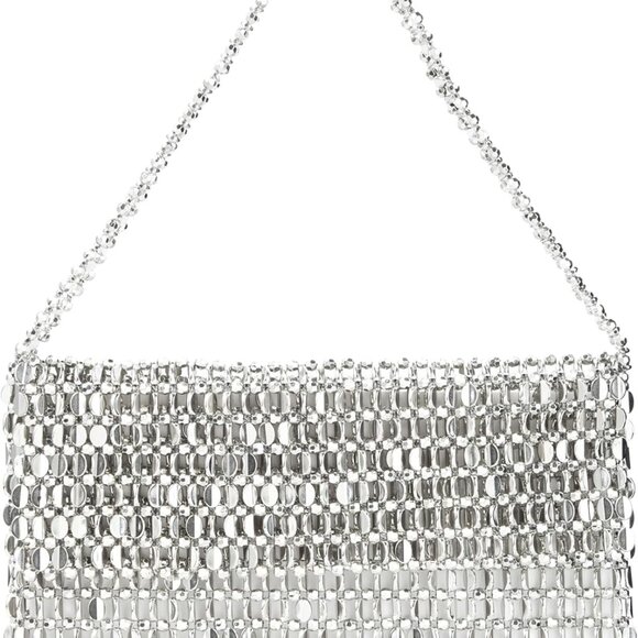 Vintage Style Acrylic Silver Sequin Handbag Evening Clutch for Weddings Parties - Picture 1 of 5